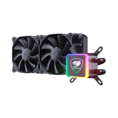 ENFRIAMIENTO LIQUIDO COUGAR AQUA PARA PC 2x 120mm, 600 – 1800RPM, COLOR NEGRO, ILUMINACION ARCOIRIS, 3MAQU240.0001