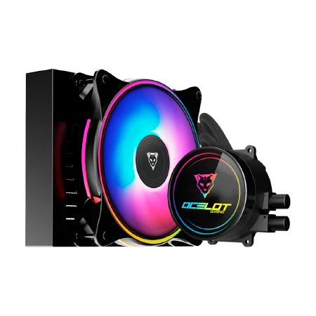 DISIPADOR DE ENFRIAMIENTO LIQUIDO OCELOT MODELO OEL120. 120MM AIO RGB INTEL SOCKET LGA/ 2011/1366/115X/775 CPUS AMD AM3/AM3/AM2/AM2/AM4 CPU APUS 696946